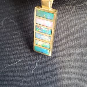 Genuine Australian 14k Opal bar pendant